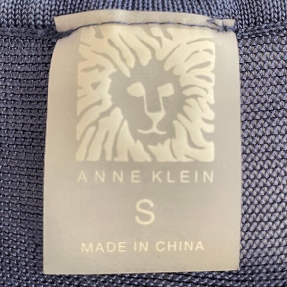 Anne Klein Vintage Slvless Crew Neck Mesh Panel Viscose Blend Knit Top Blue Sz S - Picture 8 of 12